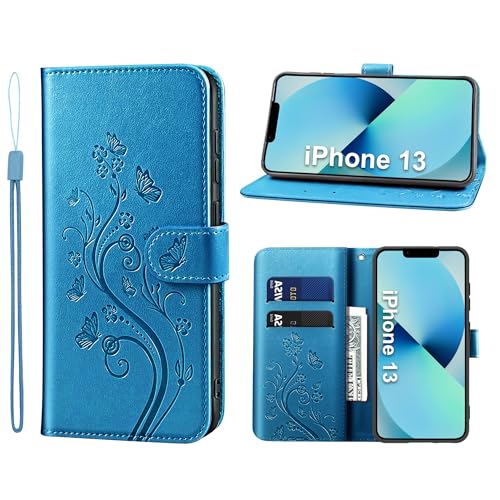 KRAFTCARE Handyhülle für iPhone 13 Hülle, für iPhone 13 Hülle mit Kartenfach Geld Slot Ständer Magnetic Closure, Flip Case Leder Schutzhülle Tasche Handyhülle für iPhone 13 Hülle, Blau KRAFTCARE Handyhülle für iPhone 13 Hülle, für iPhone 13 Hülle mit Kartenfach Geld Slot Ständer Magnetic Closure, Flip Case Leder Schutzhülle Tasche Handyhülle für iPhone 13 Hülle, Blau von KRAFTCARE