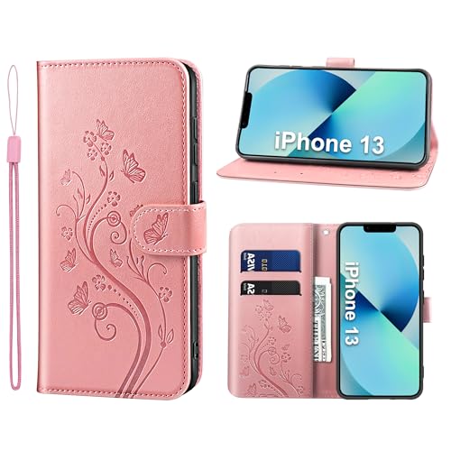 KRAFTCARE Handyhülle für iPhone 13 Hülle, für iPhone 13 Hülle mit Kartenfach Geld Slot Ständer Magnetic Closure, Flip Case Leder Schutzhülle Tasche Handyhülle für iPhone 13 Hülle, Rosa KRAFTCARE Handyhülle für iPhone 13 Hülle, für iPhone 13 Hülle mit Kartenfach Geld Slot Ständer Magnetic Closure, Flip Case Leder Schutzhülle Tasche Handyhülle für iPhone 13 Hülle, Rosa von KRAFTCARE