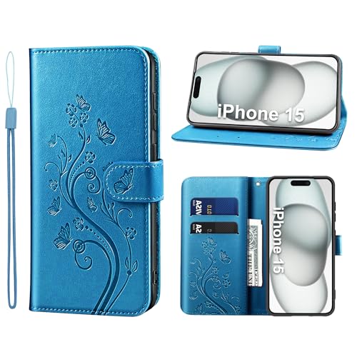 KRAFTCARE Handyhülle für iPhone 15 Hülle, für iPhone 15 Hülle mit Kartenfach Geld Slot Ständer Magnetic Closure, Flip Case Leder Schutzhülle Tasche Handyhülle für iPhone 15 Hülle, Blau KRAFTCARE Handyhülle für iPhone 15 Hülle, für iPhone 15 Hülle mit Kartenfach Geld Slot Ständer Magnetic Closure, Flip Case Leder Schutzhülle Tasche Handyhülle für iPhone 15 Hülle, Blau von KRAFTCARE
