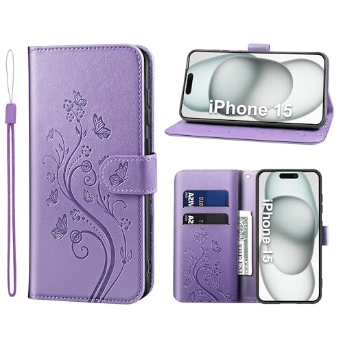 KRAFTCARE Handyhülle für iPhone 15 Hülle, für iPhone 15 Hülle mit Kartenfach Geld Slot Ständer Magnetic Closure, Flip Case Leder Schutzhülle Tasche Handyhülle für iPhone 15 Hülle, Lila KRAFTCARE Handyhülle für iPhone 15 Hülle, für iPhone 15 Hülle mit Kartenfach Geld Slot Ständer Magnetic Closure, Flip Case Leder Schutzhülle Tasche Handyhülle für iPhone 15 Hülle, Lila von KRAFTCARE