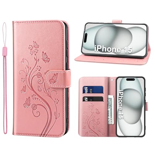 KRAFTCARE Handyhülle für iPhone 15 Hülle, für iPhone 15 Hülle mit Kartenfach Geld Slot Ständer Magnetic Closure, Flip Case Leder Schutzhülle Tasche Handyhülle für iPhone 15 Hülle, Rosa KRAFTCARE Handyhülle für iPhone 15 Hülle, für iPhone 15 Hülle mit Kartenfach Geld Slot Ständer Magnetic Closure, Flip Case Leder Schutzhülle Tasche Handyhülle für iPhone 15 Hülle, Rosa von KRAFTCARE