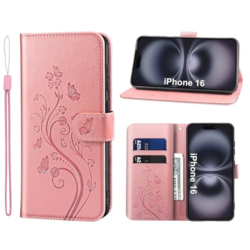 KRAFTCARE Handyhülle für iPhone 16 Hülle, für iPhone 16 Hülle mit Kartenfach Geld Slot Ständer Magnetic Closure, Flip Case Leder Schutzhülle Tasche für iPhone 16 Hülle, Rosa KRAFTCARE Handyhülle für iPhone 16 Hülle, für iPhone 16 Hülle mit Kartenfach Geld Slot Ständer Magnetic Closure, Flip Case Leder Schutzhülle Tasche für iPhone 16 Hülle, Rosa von KRAFTCARE
