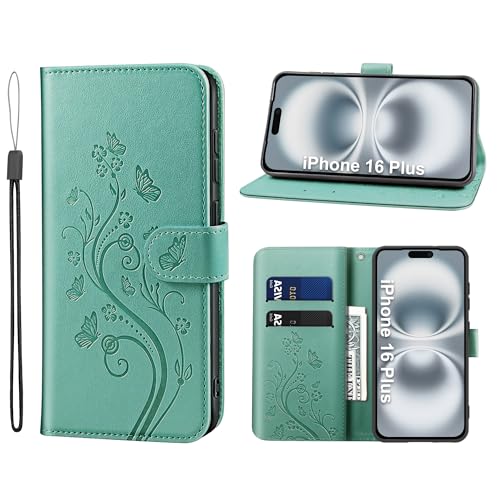 KRAFTCARE Handyhülle für iPhone 16 Plus Hülle, für iPhone 16 Plus Hülle mit Kartenfach Geld Slot Ständer Magnetic Closure, Flip Case Leder Schutzhülle Tasche für iPhone 16 Plus Hülle, Grün KRAFTCARE Handyhülle für iPhone 16 Plus Hülle, für iPhone 16 Plus Hülle mit Kartenfach Geld Slot Ständer Magnetic Closure, Flip Case Leder Schutzhülle Tasche für iPhone 16 Plus Hülle, Grün von KRAFTCARE