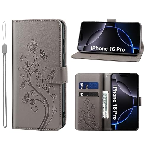 KRAFTCARE Handyhülle für iPhone 16 Pro Mit Kartenfach, Geld Slot, Ständer, Magnetic Closure - Flip Case Leder Schutzhülle Tasche, Grau KRAFTCARE Handyhülle für iPhone 16 Pro Mit Kartenfach, Geld Slot, Ständer, Magnetic Closure - Flip Case Leder Schutzhülle Tasche, Grau von KRAFTCARE