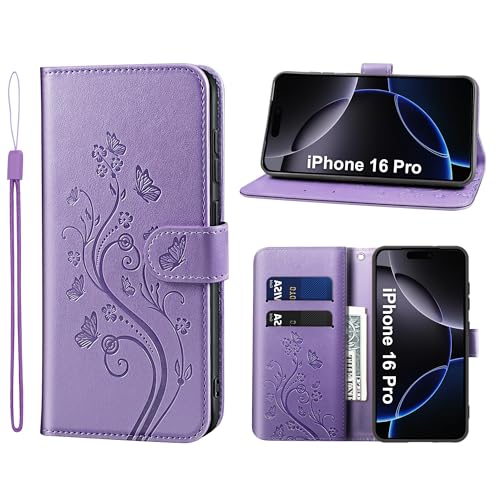 KRAFTCARE Handyhülle für iPhone 16 Pro Hülle, für iPhone 16 Pro Hülle mit Kartenfach Geld Slot Ständer Magnetic Closure, Flip Case Leder Schutzhülle Tasche für iPhone 16 Pro Hülle, Lila KRAFTCARE Handyhülle für iPhone 16 Pro Hülle, für iPhone 16 Pro Hülle mit Kartenfach Geld Slot Ständer Magnetic Closure, Flip Case Leder Schutzhülle Tasche für iPhone 16 Pro Hülle, Lila von KRAFTCARE
