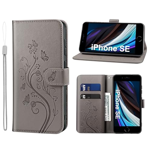 KRAFTCARE Handyhülle für iPhone SE 2020/2022 Hülle, für iPhone 8/7 Hülle mit Kartenfach Geld Slot Ständer Magnetic Closure, Flip Case Leder Schutzhülle Tasche Handyhülle für iPhone 8/7/SE Hülle, Grau KRAFTCARE Handyhülle für iPhone SE 2020/2022 Hülle, für iPhone 8/7 Hülle mit Kartenfach Geld Slot Ständer Magnetic Closure, Flip Case Leder Schutzhülle Tasche Handyhülle für iPhone 8/7/SE Hülle, Grau von KRAFTCARE