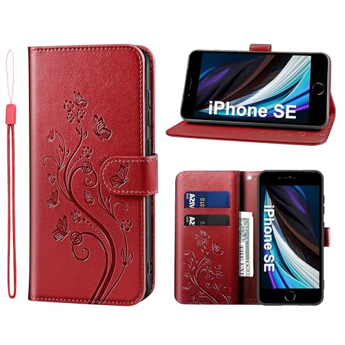 KRAFTCARE Handyhülle für iPhone SE 2020/2022 Hülle, für iPhone 8/7 Hülle mit Kartenfach Geld Slot Ständer Magnetic Closure, Flip Case Leder Schutzhülle Tasche Handyhülle für iPhone 8/7/SE Hülle,Rot KRAFTCARE Handyhülle für iPhone SE 2020/2022 Hülle, für iPhone 8/7 Hülle mit Kartenfach Geld Slot Ständer Magnetic Closure, Flip Case Leder Schutzhülle Tasche Handyhülle für iPhone 8/7/SE Hülle,Rot von KRAFTCARE