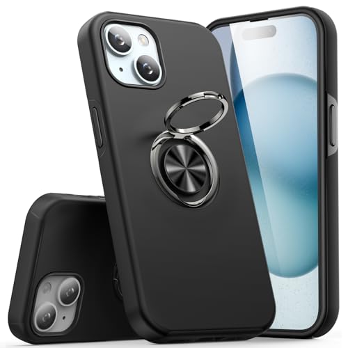 KRAFTCARE Hülle Kompatibel für iPhone 15 Hülle mit Kickstand Ring, Upgrade Stoßfest und Anti-Kratzer 360° Magnetringhalter Ständer Schutzhülle Kompatibel für iPhone 15 - Schwarz KRAFTCARE Hülle Kompatibel für iPhone 15 Hülle mit Kickstand Ring, Upgrade Stoßfest und Anti-Kratzer 360° Magnetringhalter Ständer Schutzhülle Kompatibel für iPhone 15 - Schwarz von KRAFTCARE