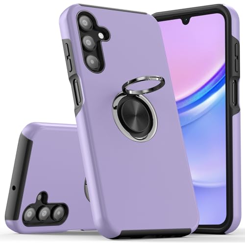 KRAFTCARE Hülle für Samsung Galaxy A15, Handyhülle mit Eingebetteter 360° Grad Ring, Magnetische Schutzhülle TPU Stoßfest Cover Case für Samsung A15 5G-Lila von KRAFTCARE