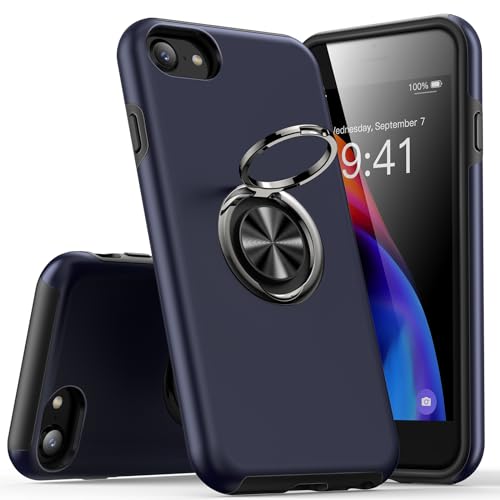 KRAFTCARE Hülle für iPhone SE (2022/2020),iPhone 8 und iPhone 7 Handyhülle mit Eingebetteter 360° Grad Ring, Magnetische Schutzhülle TPU Stoßfest Cover Case für iPhone 7/8/SE,4,7 Zoll-Blau von KRAFTCARE
