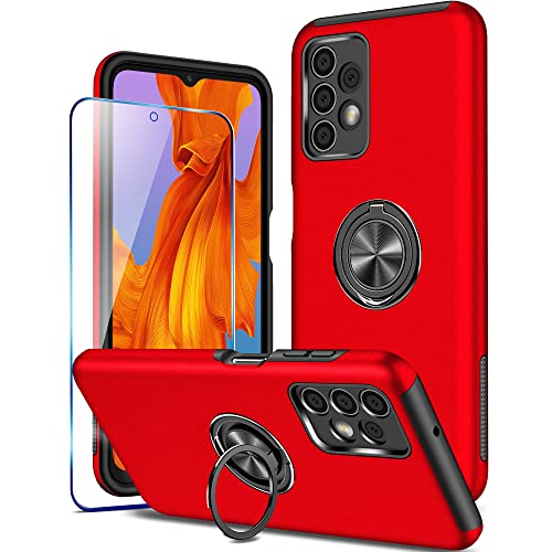 KRAFTCARE Schutzhülle für Samsung A13 mit Ständerring und Displayschutzfolie, stoßfest und kratzfest, 360° magnetischer Ringhalter Ständer Handyhülle für Samsung Galaxy A13 4G - Rot KRAFTCARE Schutzhülle für Samsung A13 mit Ständerring und Displayschutzfolie, stoßfest und kratzfest, 360° magnetischer Ringhalter Ständer Handyhülle für Samsung Galaxy A13 4G - Rot von KRAFTCARE