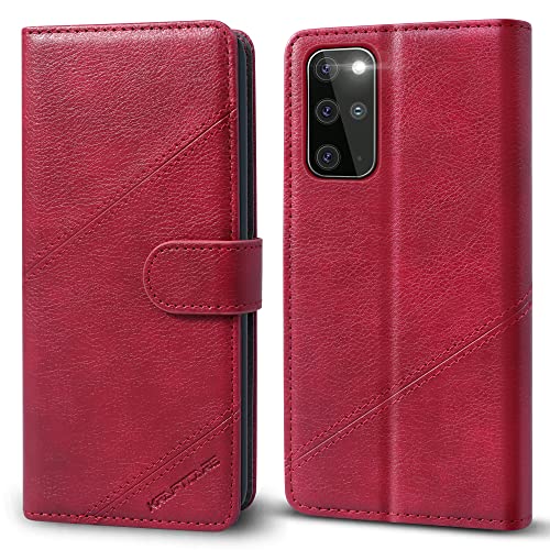 KRAFTCARE Upgraded S20 Plus Handyhülle für Samsung Galaxy S20 Plus Hülle [Kartenfach] [Standfunktion] Flip Case Leder Stoßfeste Schutzhülle Bookcase für Samsung S20 Plus Klapphülle, Weinrot von KRAFTCARE