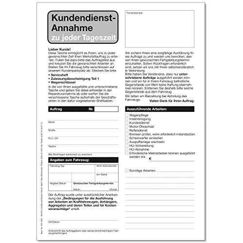 Kundendienstannahmetasche - 24-Stundenannahme von Krafthand