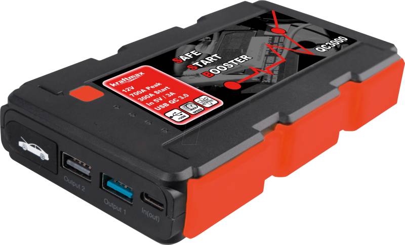 KRAFTMAX QC3000 - KFZ - Starthilfe, JumpStarter, LiPo, 350A, USB von KRAFTMAX