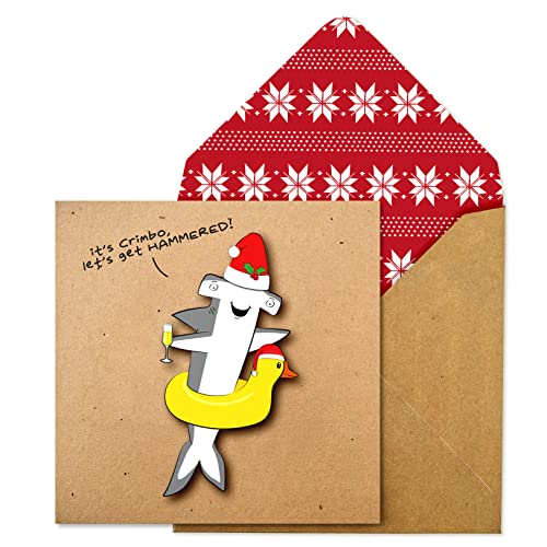 Grußkarte"Lets Get Hammered It's Christmas", handgefertigt von KRAFTY