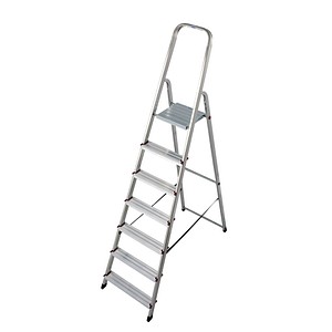 KRAUSE Stehleiter CORDA silber 7 Stufen, H: 220,0 cm von KRAUSE
