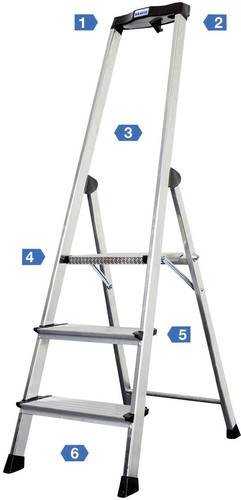Krause Safety 127914 Aluminium Stufen-Stehleiter Arbeitshöhe (max.): 2.65m Silber 4.6kg von KRAUSE