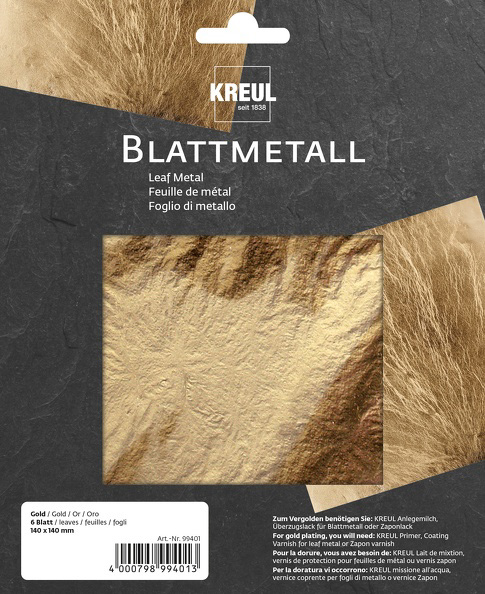 KREUL Blattmetall, 140 x 140 mm, gold von KREUL
