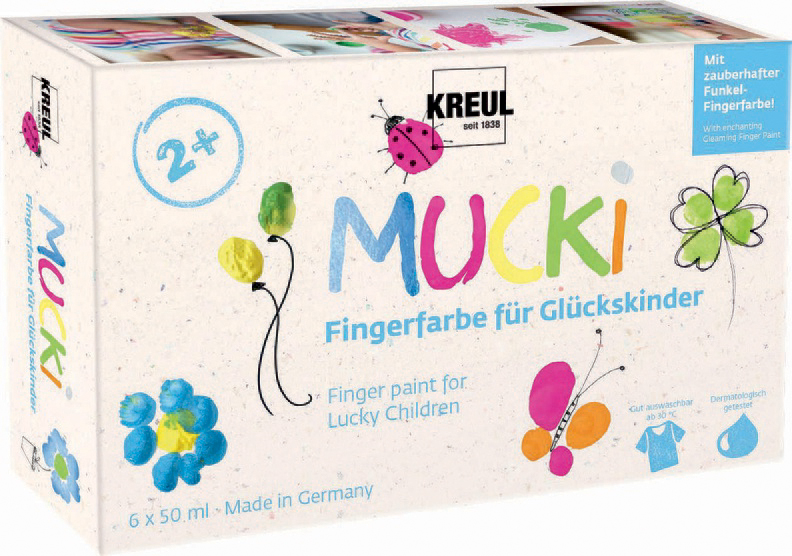 KREUL Fingerfarbe , MUCKI,  für Glückskinder, 50 ml, 6er-Set von KREUL
