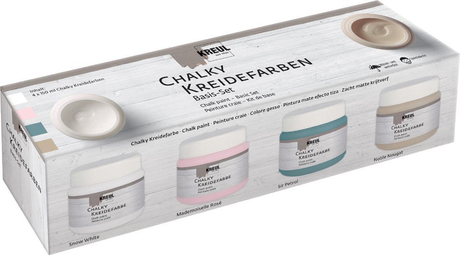 KREUL Kreidefarbe Chalky, Basis-Set 4 x 150 ml von KREUL