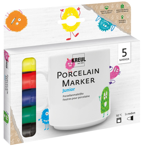 KREUL Porcelain Marker medium , Junior, , 5er-Set von KREUL