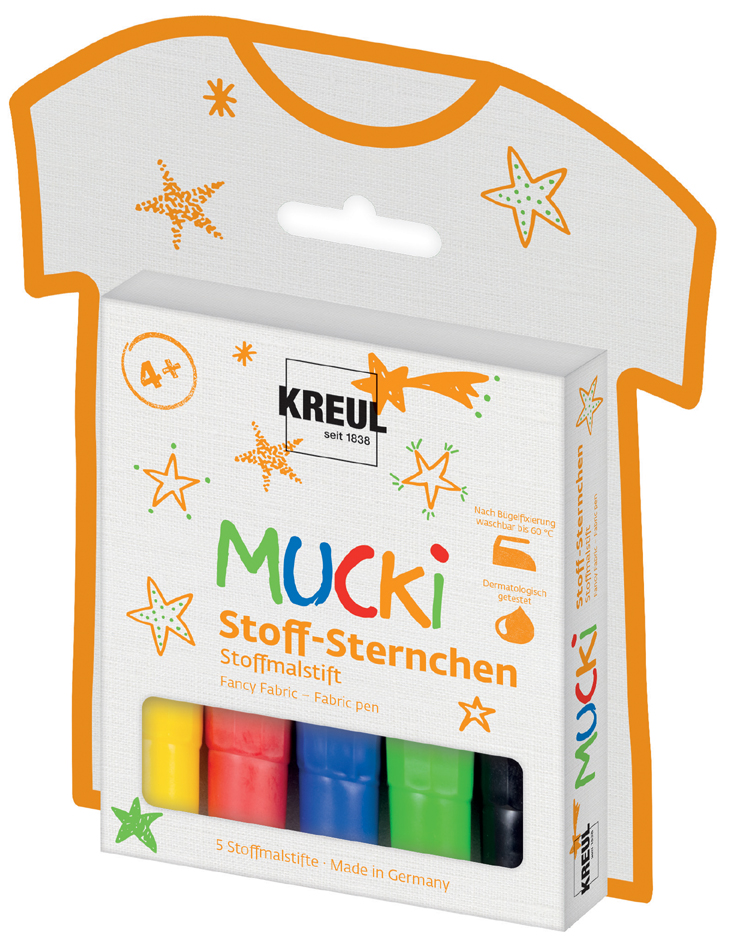 KREUL Stoff-Sternchen Stoffmalstift , MUCKI, , 5er-Set von KREUL