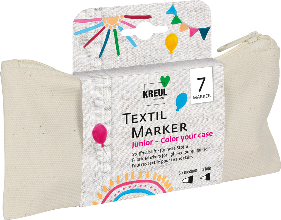 KREUL Textilmarker medium , Junior, , Set , Color your case, von KREUL