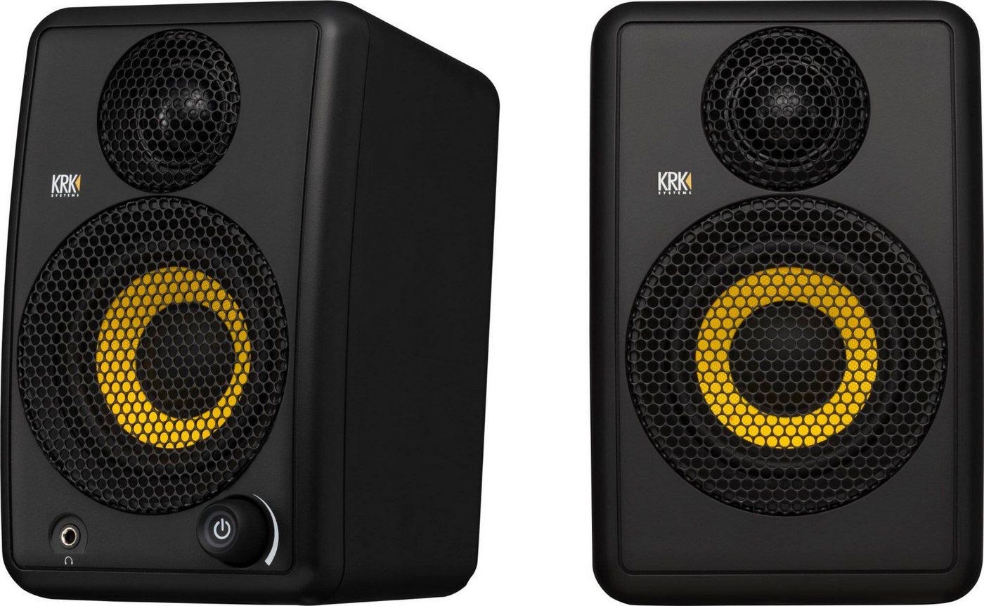 KRK GoAux3 Paar Studiomonitor - 2-Wege portable Monitore für unterwegs Lautsprecher (60 W, ideal für reisende Musiker und Tontechniker in einem kompakten Format) von KRK