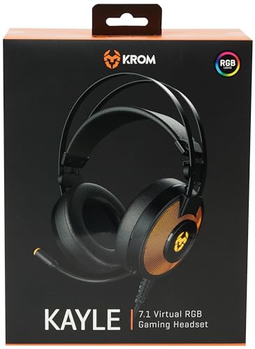 KROM Gaming-Headset KAYLE -NXKROMKAYLE- Headset mit Mikrofon, RGB-Flow in 7 Farben, 7.1 Virtual Sound, 50mm Lautsprecher, verstellbarer Kopfbügel, Micro Flexible, USB, PS4, PS5 und PC, Schwarz von KROM