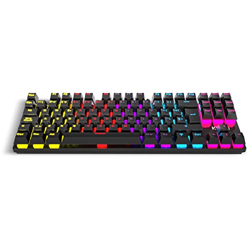 KROM Gaming KASIC TKL -NXKROMKASICTKL- RGB Rainbow Mechanische Tastatur, kein Ziffernblock, Spielmodus, Anti-Gohsting, Windows 7/8/8.1/10, USB, SP-Layout, Schwarz, normal von KROM