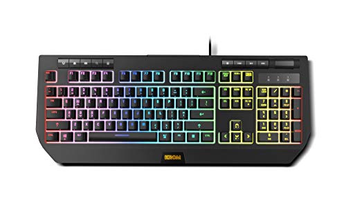 KROM Gaming Kuma -NXKROMKUMA- Hybrid-PC-Gaming-Tastatur Kuma QWERTY (mit „“), Anti-Ghosting, Spielmodus, mit mobiler Unterstützung, RGB mit 4 Effekten, USB von KROM