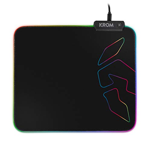 KROM Gaming Mauspad Knout RGB -NXKROMKNTRGB- Mauspad, 6 feste Farben und 3 RGB-Effekte, rutschfeste gummiunterseite, schwarz von KROM