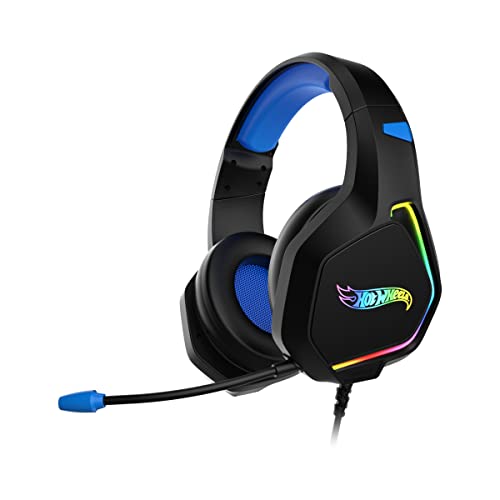 KROM Gaming headset Hot Wheels Kanyon - headset einstellbares Mikrofon, 7.1 Sound, LED RGB, Verstellbarer Kopfbügel, Lautstärkeregler, Lautsprecher 50 mm, USB, PC, PS4, PS5, Schwarz von KROM