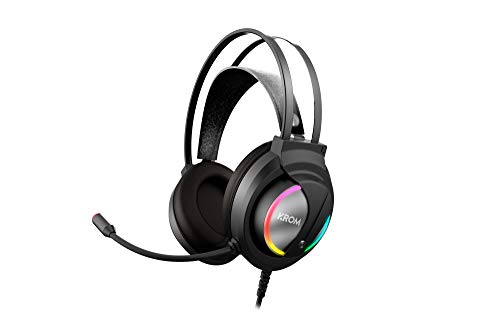 KROM KAPPA - NXKROMKAPPA Gaming-Kopfhörer mit Mikrofon, Stereo-Sound, RGB-LED-Regenbogen, Lautsprecher 50 mm, verstellbarer Kopfband, Mikroflexibel, USB, kompatibel mit PC, Schwarz von KROM