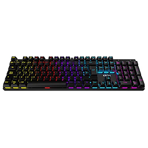 KROM KASIC -NXKROMKASIC- Mechanische Gaming-Tastatur RGB Regenbogen, Gaming-Modus, WASD-Schalter und Richtungstasten, Windows Vista, Window 7/8/10, USB, ES-Layout, Schwarz von KROM