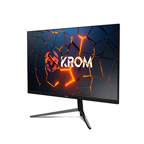 KROM KERTZ - Gaming Monitor 24 Zoll LED RGB 200HZ, 1ms Reaktionszeit, FullHD (1920X1080px), HDR, AMD Freesync & NVIDIA G-Sync, VESA 75X75, Low Blue Light/Flicker Free, HDMI, Display Port, Schwarz von KROM