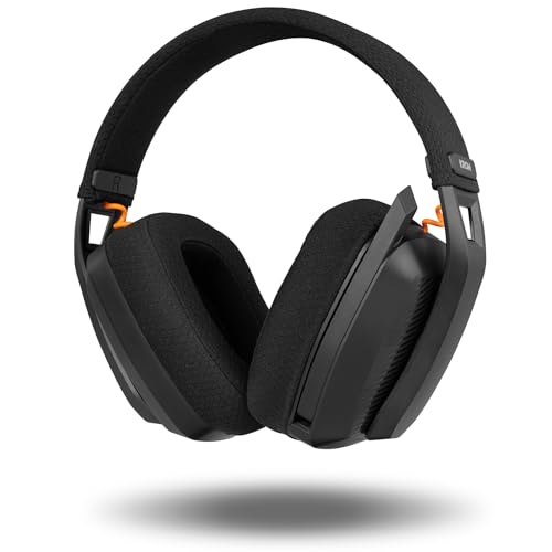 KROM KANJI - Kabellose Kopfhörer, Bluetooth 5.3, 2,4 GHz oder USB-Anschluss, 40-mm-Lautsprecher, integrierter Lautstärkeregler und Mikrofon, verstellbares und leichtes Kopfband, schwarz von KROM