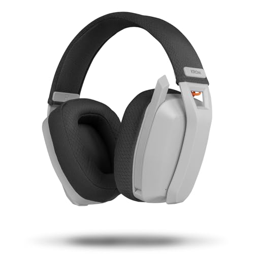 KROM KANJI - Kabellose Kopfhörer, Bluetooth 5.3, 2,4 GHz oder USB-Anschluss, 40-mm-Lautsprecher, integrierter Lautstärkeregler und Mikrofon, verstellbares und leichtes Kopfband, weiß von KROM