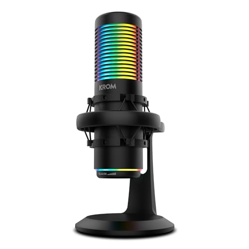 KROM Kaze HQ Streaming-Mikrofon-Kit mit Kugel- und Nierencharakteristik, 2 Kapselkondensatoren, Anti-Schock-Halterung, Kompatibel mit Windows, MacOS, Android, IOS, RGB, Schwarz von KROM