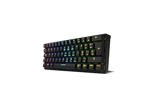 KROM Tastatur Gaming KLUSTER -NXKROMKLSTRSP- Tastatur mechanische tastatur RGB, Bluetooth 5.0, USB, 60% Layout, kompatibel mit Windows, Android, IOS und MAC, Spanisches QWERTY-Layout, Schwarz von KROM