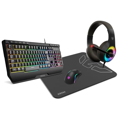 Kenya 4-in-1 Gaming-Set, RGB-Kopfhörer/Tastatur/Maus/Matte von KROM