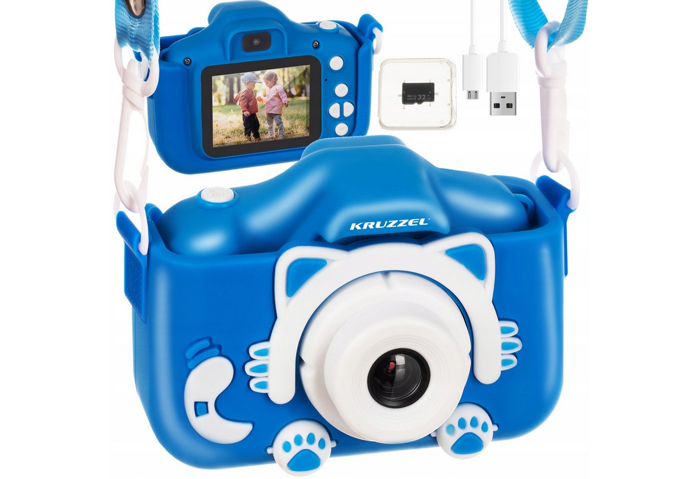 KRUZZEL Kinder Digitalkamera 3MP 32GB Speicher Fotoapparat Kinderkamera Kinderkamera von KRUZZEL