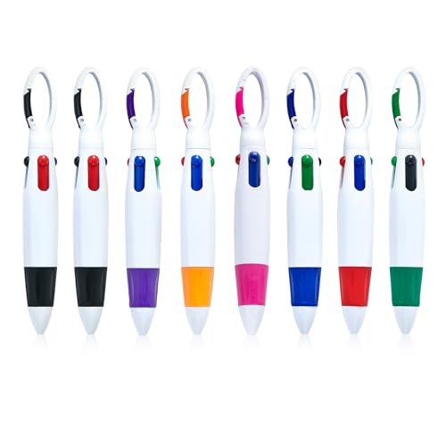 8 Stück Kugelschreiber, Mehrfarbenstift 4-in-1, Bic-Multifunktionsstift 4-in-1, Schlüsselanhängerstift, Multifunktions-Werkzeugstift von KRYMSON