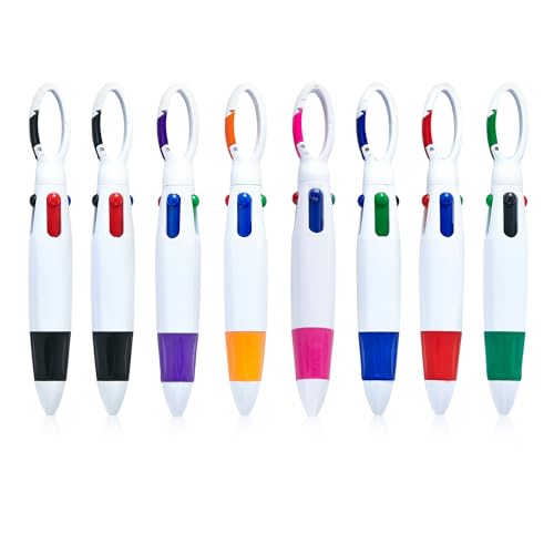 8 Stück Kugelschreiber, Mehrfarbenstift 4-in-1, Bic-Multifunktionsstift 4-in-1, Schlüsselanhängerstift, Multifunktions-Werkzeugstift von KRYMSON