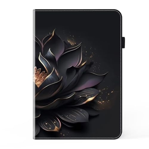 KRjcsfhy Hülle für Lenovo Tab P11 Plus 2021(TB-616F)/Tab P11 2020 11 Zoll (TB-J607F/J606X/J606F), Multi-Winkel Folio Flip PU Lederhülle Tablette Smart Cover Case Schutzhülle,Schwarze Blume von KRjcsfhy
