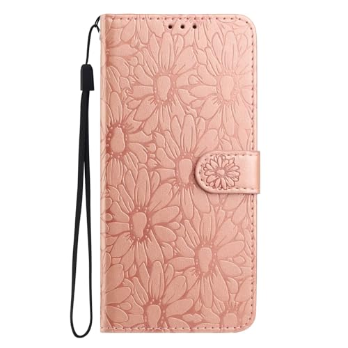KRjcsfhy Handyhülle für Samsung Galaxy S9 Plus Hülle, Premium PU Leder Daisy Schutzhülle Abdeckung, Magnetverschluss,Tasche Flip Case Brieftasche Etui Book für Samsung Galaxy S9 Plus,Roségold von KRjcsfhy