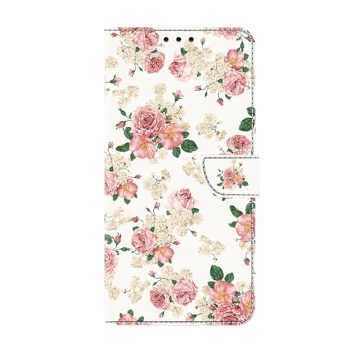 KRjcsfhy für Sony Xperia 1 V 2023 Hülle, Handyhülle für Sony Xperia 1 V 2023 Flip Case PU Lederhülle Schutzhülle Magnetverschluss Ledertasche mit Stander Function Brieftasche Tasche,Pfingstrose von KRjcsfhy
