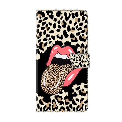 KRjcsfhy für iPhone 14 Pro Hülle, Handyhülle für iPhone 14 Pro Flip Case PU Lederhülle Schutzhülle Magnetverschluss Ledertasche mit Stander Function Brieftasche Tasche,Leopard von KRjcsfhy