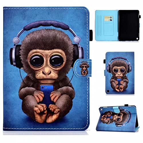 Kompatible für Tablet Hülle Amazon Kindle Fire Max 11 Zoll 2023 Tablet Case PU Leder Tasche Schutzhülle Muster Flip Cover Abdeckung Klapphülle Ständer Fächer Magnet Deckel Schale Headset-AFFE von KRjcsfhy
