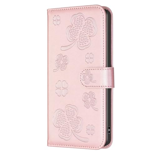 für Honor X8C Handyhülle für Honor X8C Geprägte Glücksblume Hülle Wallet Case Cover Leder Tasche Flipcase Schutzhülle Handytasche Ständer Klapphülle Etui Magnet Deckel Rosa von KRjcsfhy